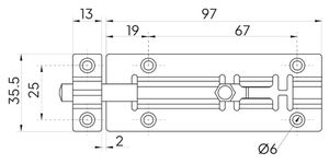 Rustfri 304 skudrigel
35.5x97mm Ø8