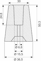 Ø36.5x50.3 mm grå gummibuffer