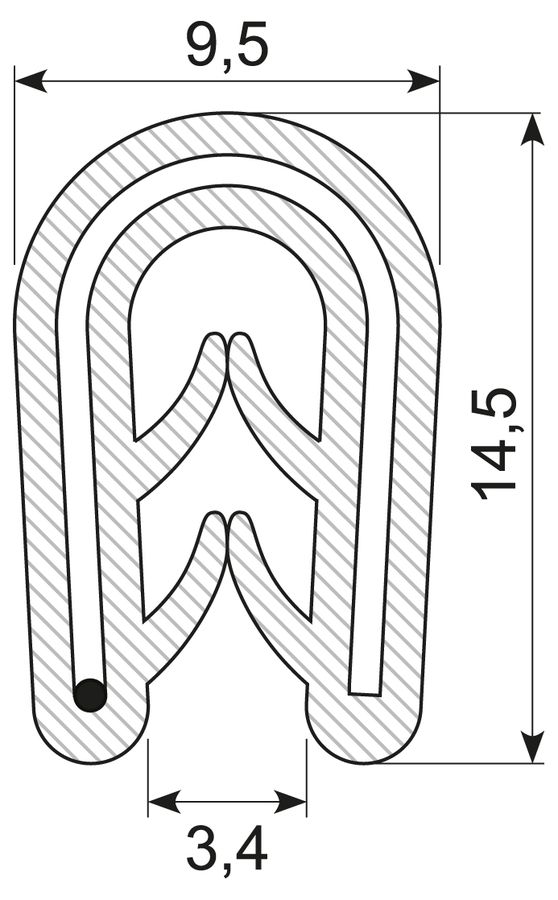 Kantliste EPDM grip 1.0-3.0 mm
