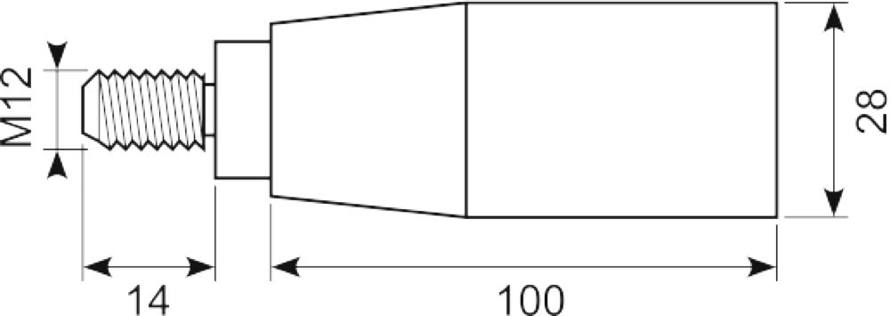 Drejbart håndtag Ø28x100
