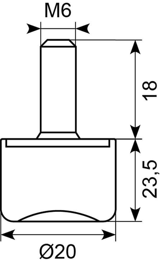 Gummibuffe Ø20x23.5 mm  sh.55A