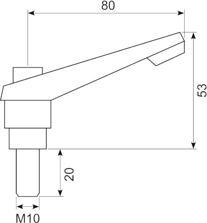Justerbart håndtag M10x20