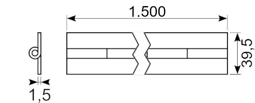 Aluminium pianohængsel 1500x39.5x1.5mm