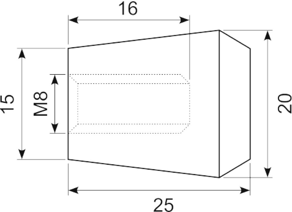 Sort knop Ø20x25 M8 indv.gev.