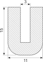 U-svampegummi. 3 x 11 x 15 mm