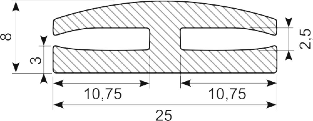 H-Gummiprofil 2.5 mm pl.