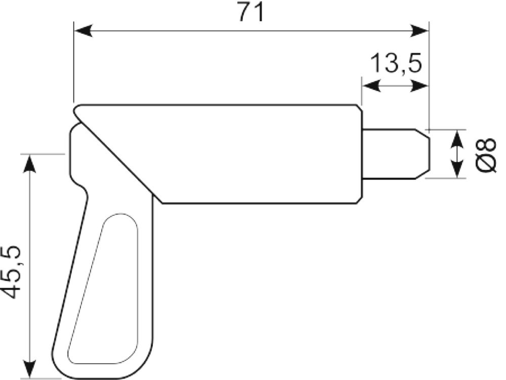 Fjederrigellås. dorn Ø 8.0 mm