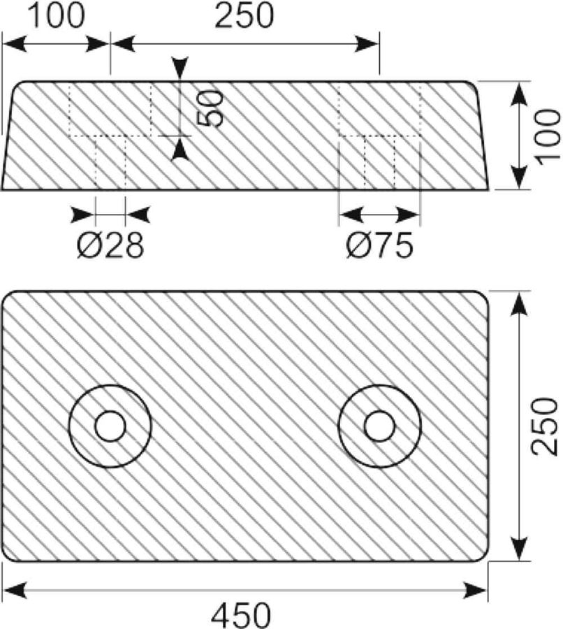 Gummi Buffer 450x250x100 mm