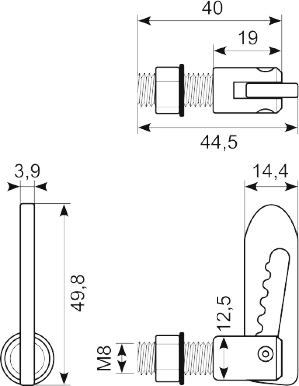 Kilelås. galvan.  50x13.7mm