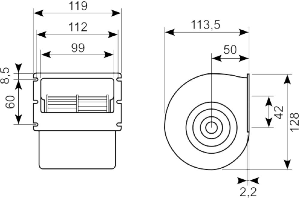 Radialblæser 12V 260m3