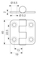 Hængsel rustfri 40 x 40 mm