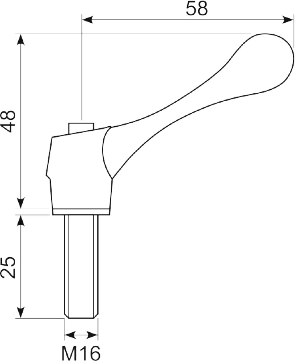 Justerbart håndtag M16x35