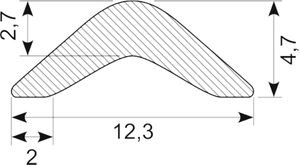Indlægsliste 12.3x4.7 mm.