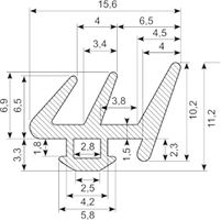 Gummiprofil EPDM m/ 3 læber