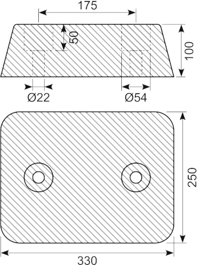 Buffer 330x250x100 mm