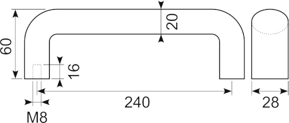 Greb 240 mm M8 indv.Gev. sort