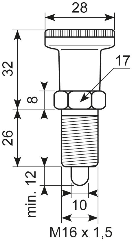 Rustfri positioneringsbolt d=10 kort
Rustfri SS303 Nylon kn
