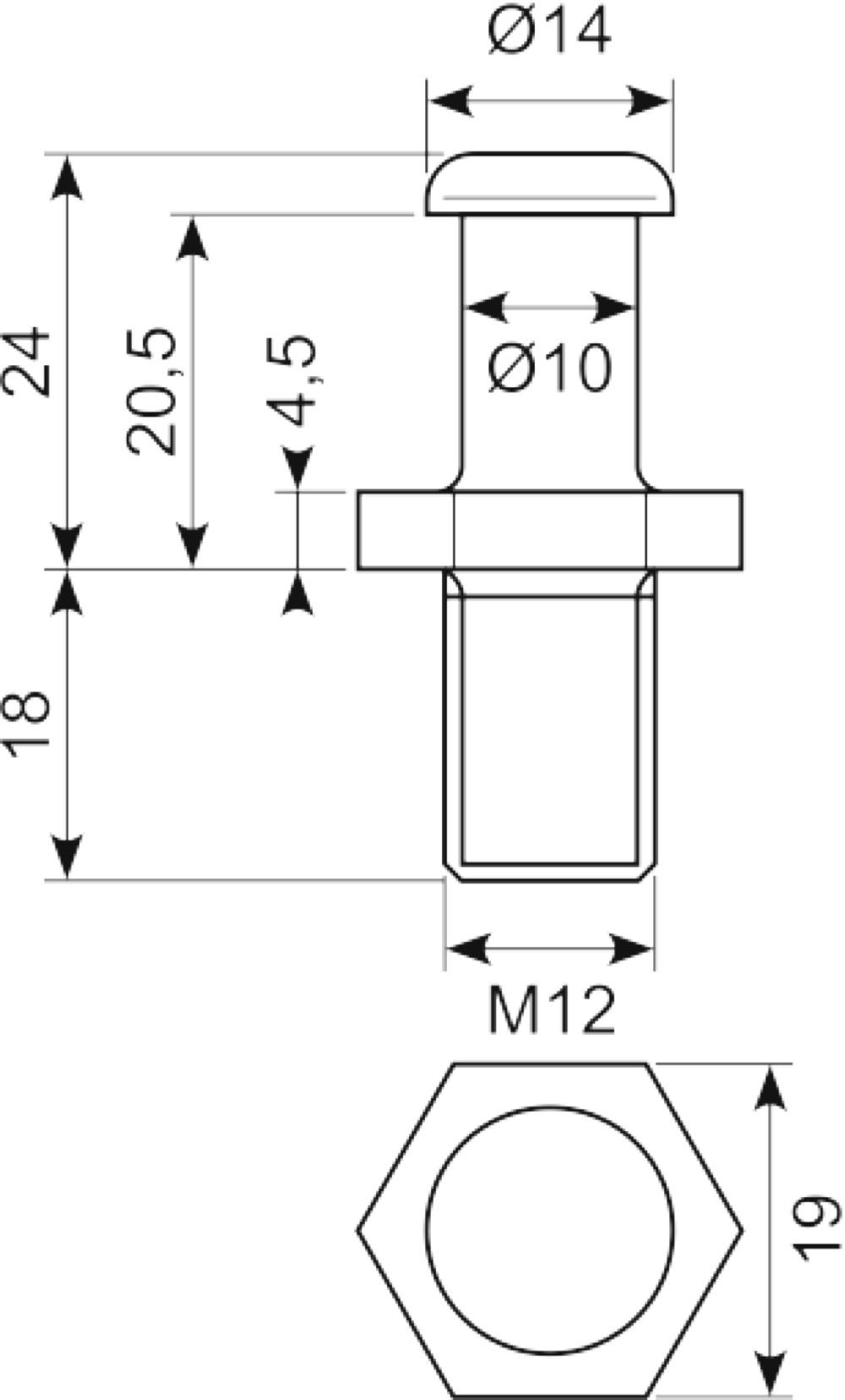 Låsebolt M12x1 mm gevind