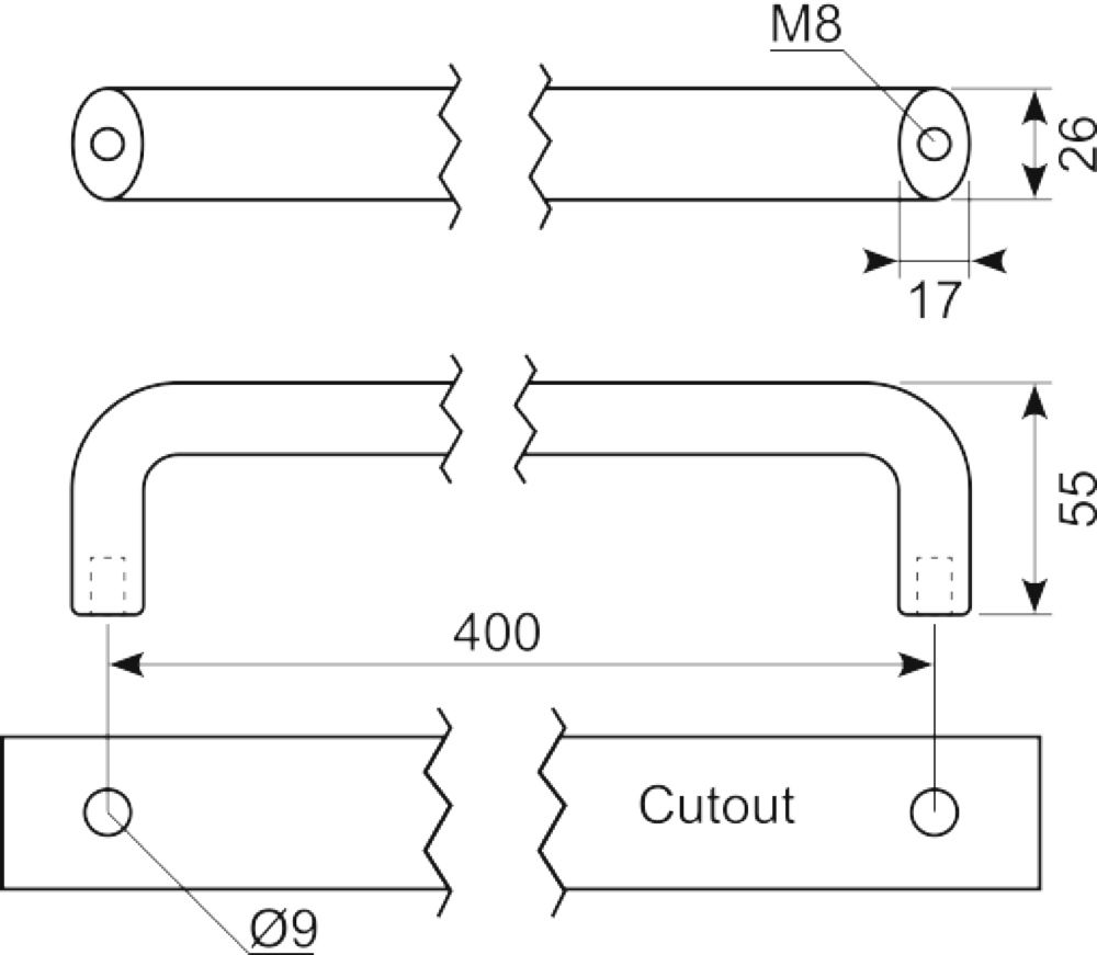 Greb 400mm sort