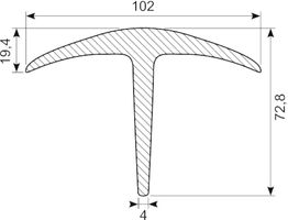 T - Brovægtprofil EPDM 102x73