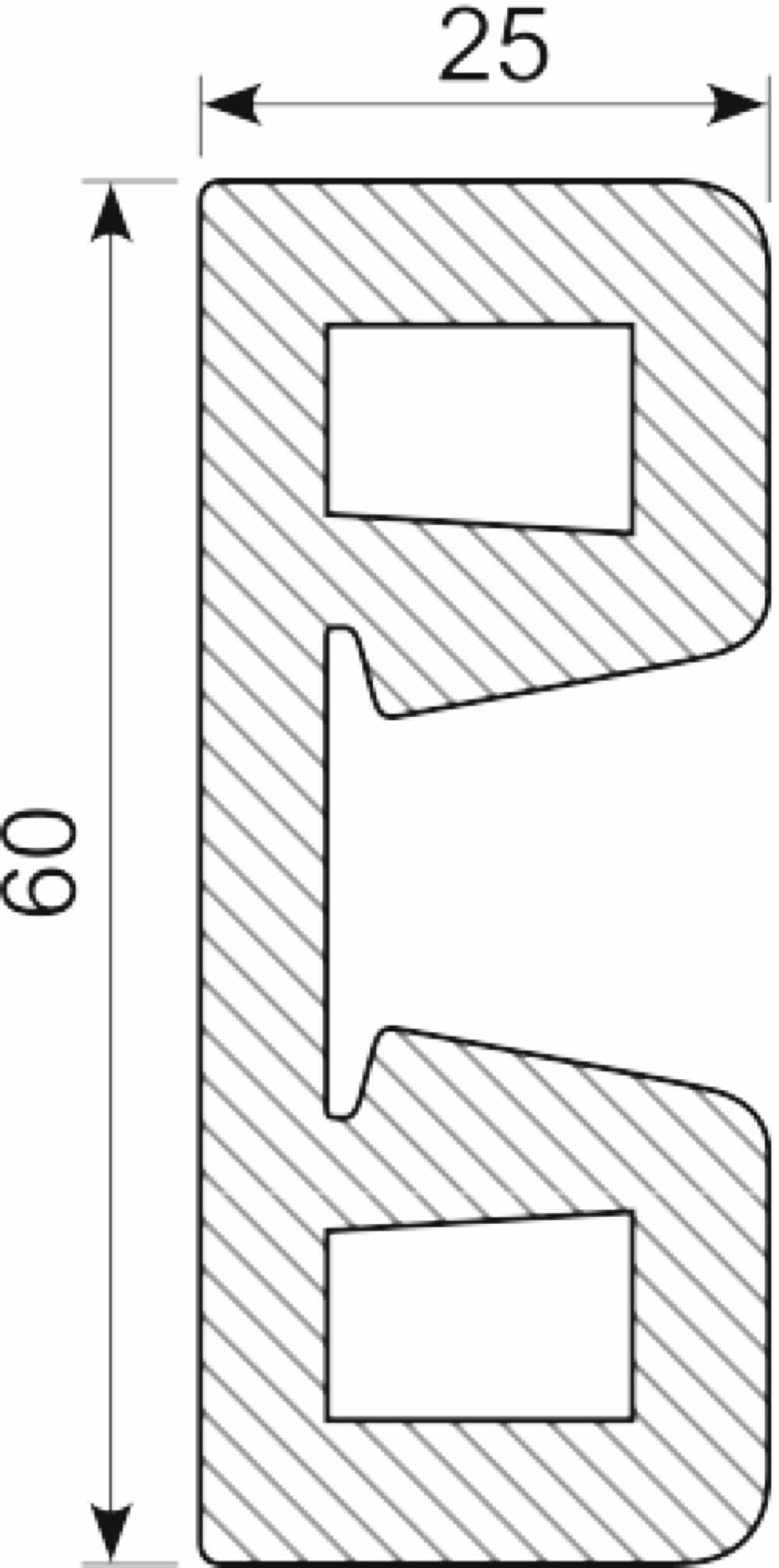 B-fenderliste sort 60 mm