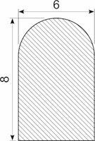 Svampegummi halvrund 6 X 8 mm