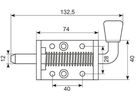 Fjederrigel. dorn Ø12 mm.
Flange og stopbolt stål el-galv.