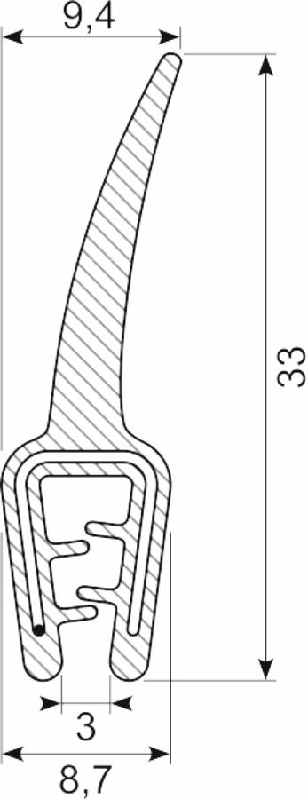 Kantliste EPDM solid 
M/læbe på top  grip 1.0-2.5