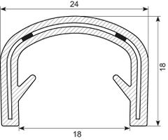 Kantliste PVC 24.2x18mm
Sh 70 - sort grip 13-15mm
St