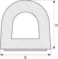 D-Profil cellegummi M/klæb