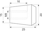 Sort knop Ø20x25 M8 indv.gev.