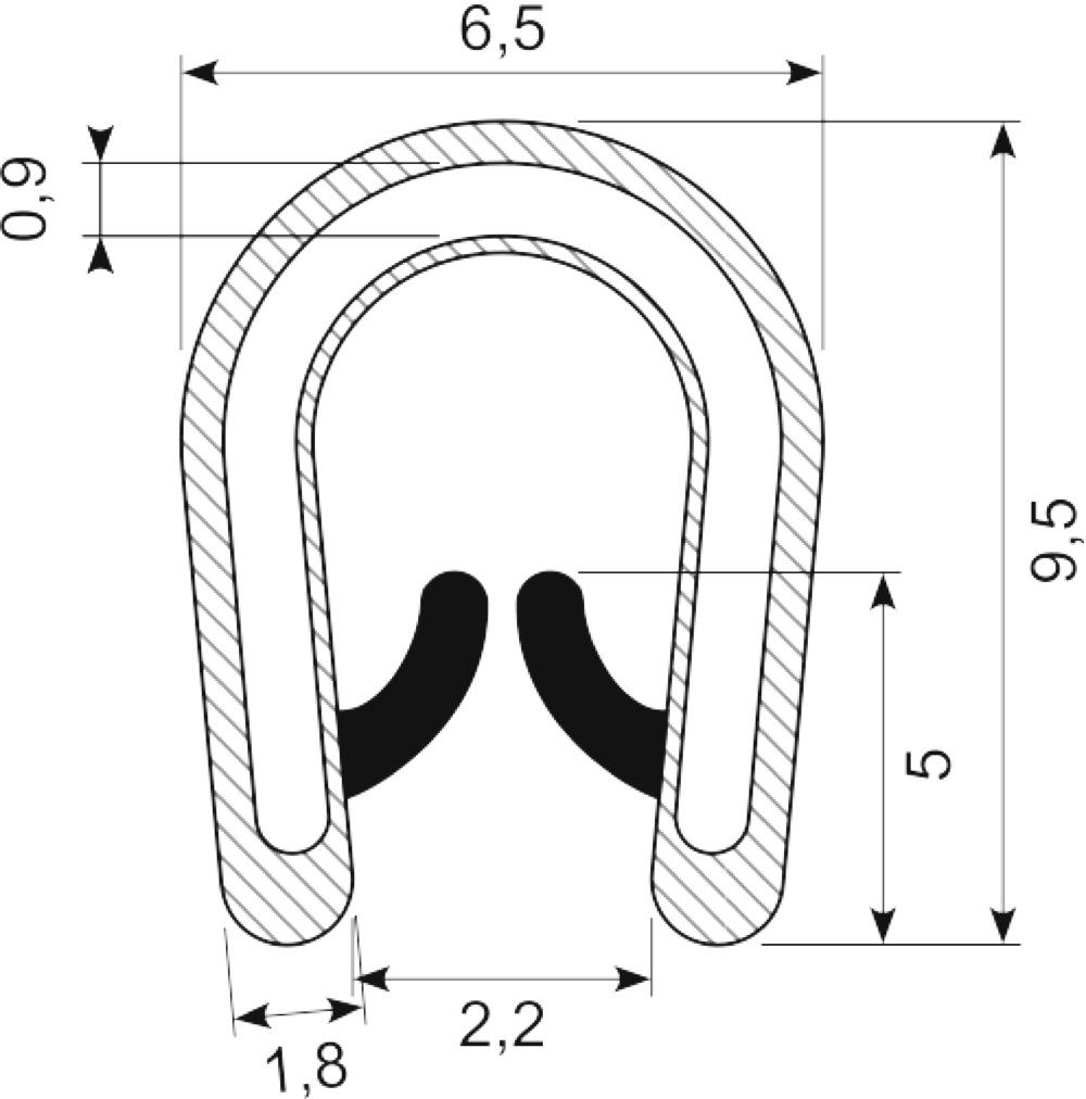 Kantliste PVC/POM grip 1-2.0