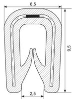Kantliste  9.5x6.5mm PVC SH 70
0.8-2.0mm
Steel Insert 17.5
