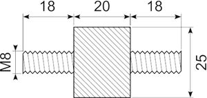 Vibrationsdæmper Ø25x20 mm