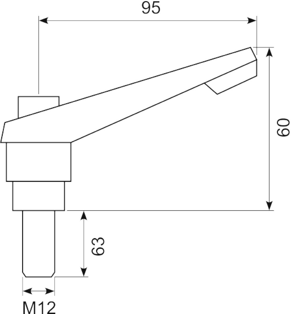Justerbart håndtag M12x63