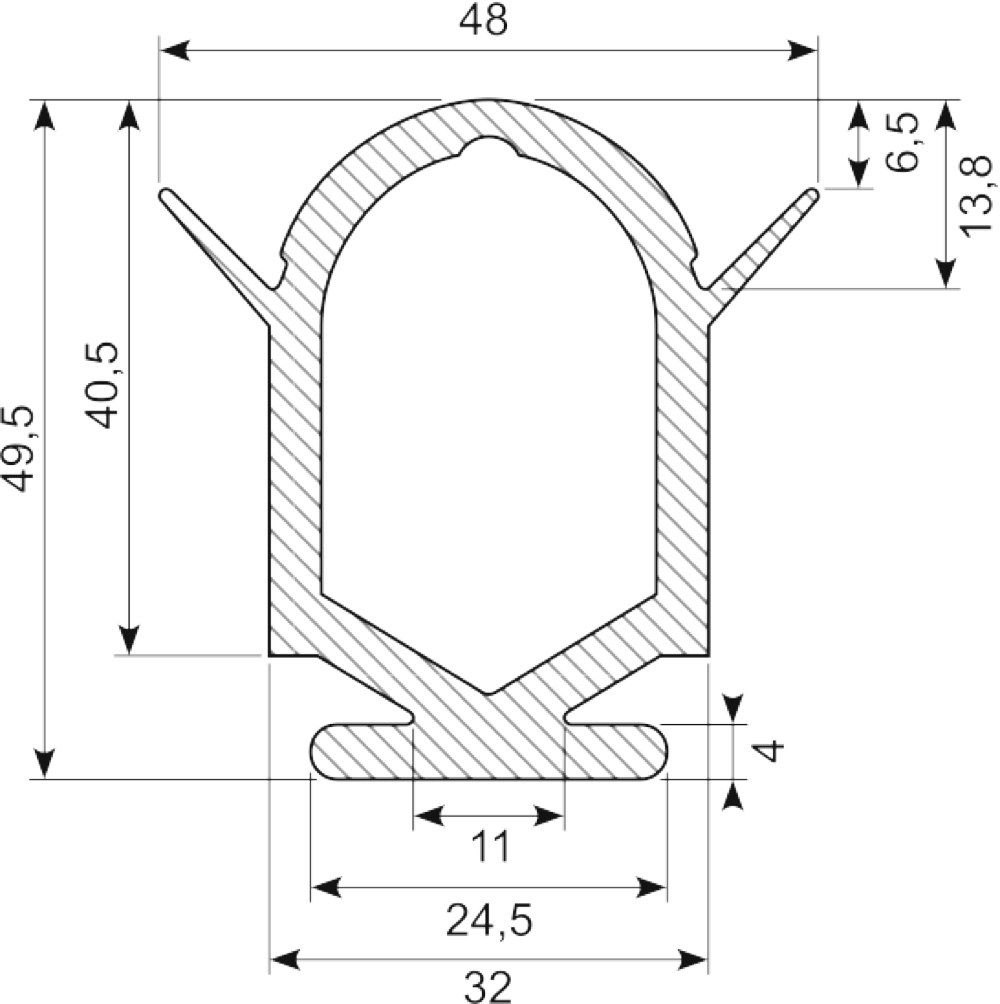 EPDM profil sh.70. sort