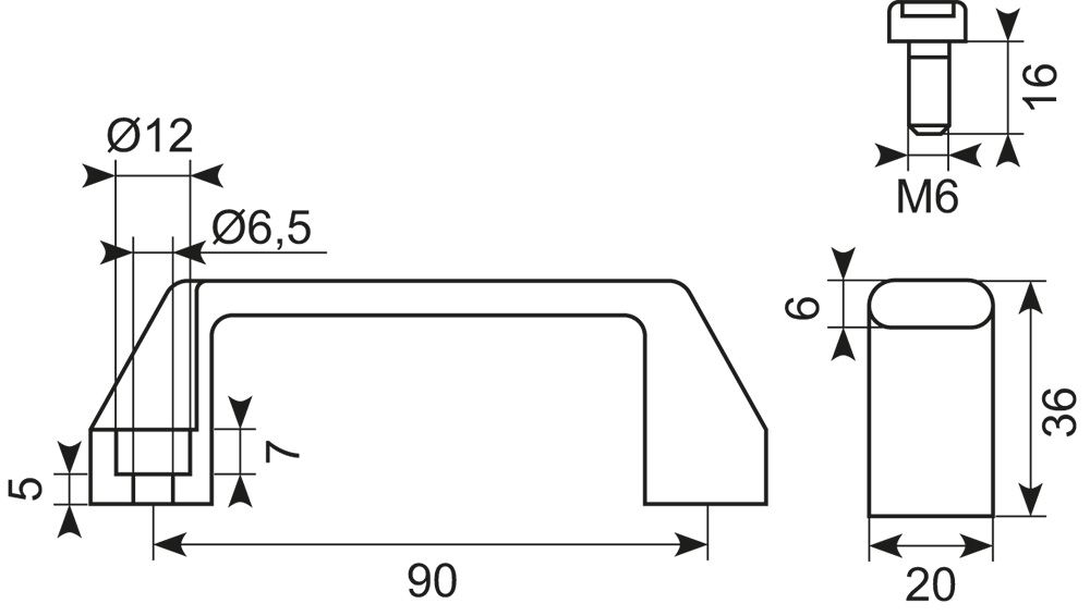 Greb 90mm sort
Nylon H=38 mm B=21 mm
PA6 Ø12/ø6.5
ikke gl
