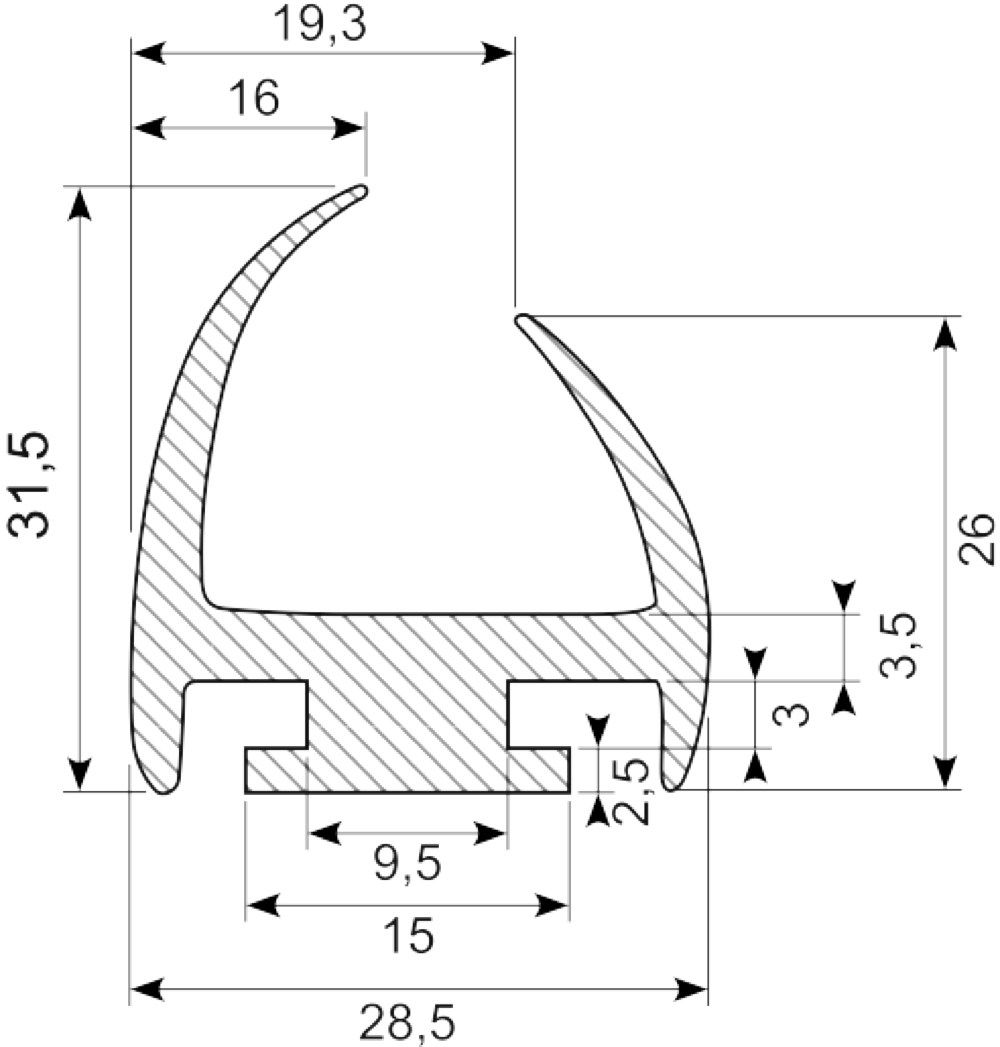 H - profil EPDM sh 70