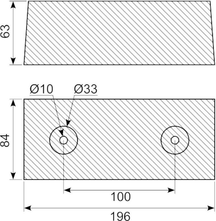Gummibuffer 196X84x63 mm