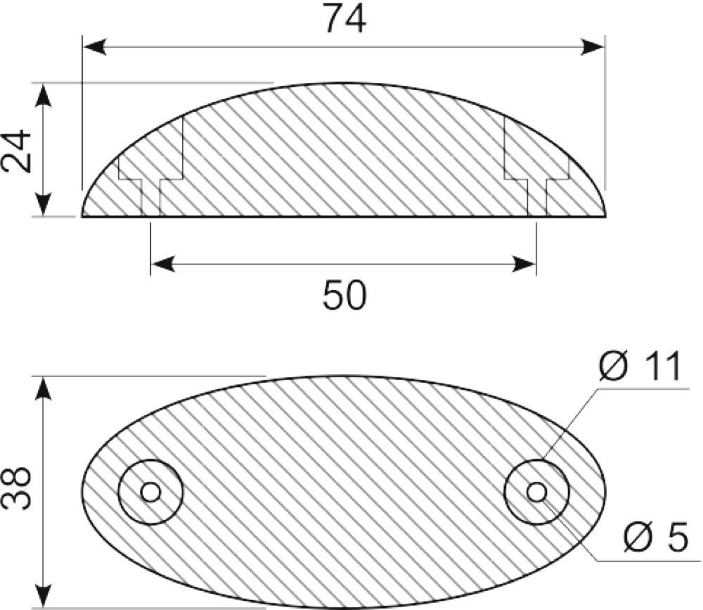 Gummibuffer sort oval 74x38 mm