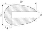 Fenderliste 20 mm til 6 mm 
PVC sort