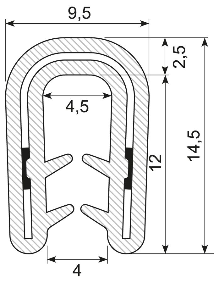Kantliste EPDM grip 1.5-3.5 mm
