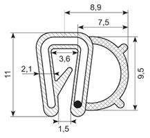 Kantliste Co.ex EPDM M/ballon på side