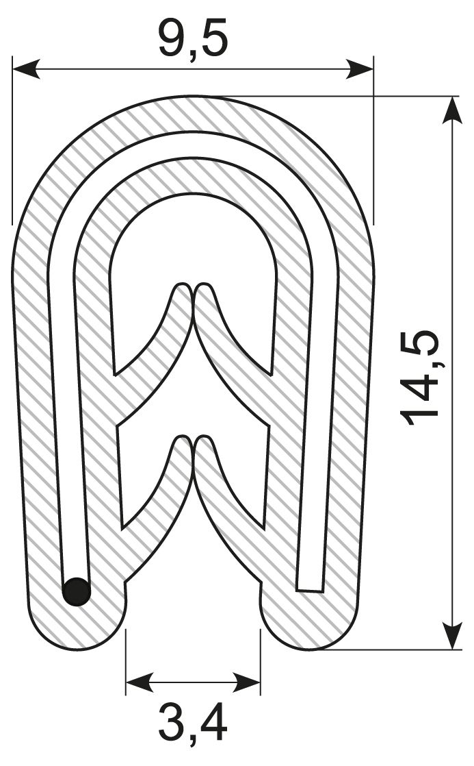 Kantliste EPDM grip 1.0-3.0 mm