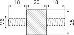 Vibrationsdæmper Ø25x20 mm