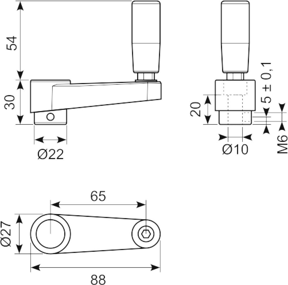 Svinggreb R65 Ø10 H7 pasning