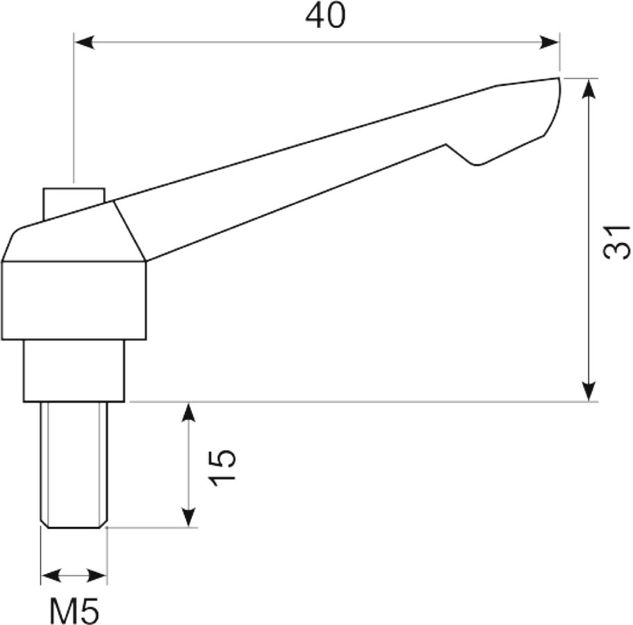 Justerbart håndtag M5x15