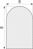 Svampegummi halvrund 8 x 8 mm.
