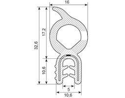 Kantliste Co.ex EPDM/EPDM
M/ballon på ryg grip 1.5-3.0mm
h