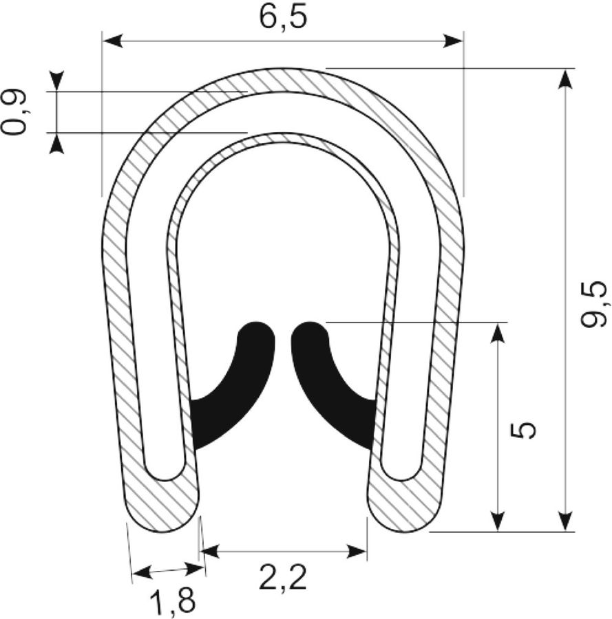 Kantliste PVC/POM grip 1-2.0